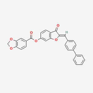 (2Z)-2-(biphenyl-4-ylmethylidene)-3-oxo-2,3-dihydro-1-benzofuran-6-yl 1,3-benzodioxole-5-carboxylate