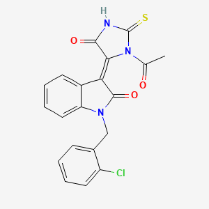 (3Z)-3-(3-acetyl-5-oxo-2-thioxoimidazolidin-4-ylidene)-1-(2-chlorobenzyl)-1,3-dihydro-2H-indol-2-one