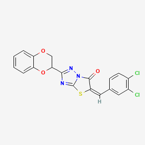 molecular formula C19H11Cl2N3O3S B11149070 (5E)-5-(3,4-dichlorobenzylidene)-2-(2,3-dihydro-1,4-benzodioxin-2-yl)[1,3]thiazolo[3,2-b][1,2,4]triazol-6(5H)-one 