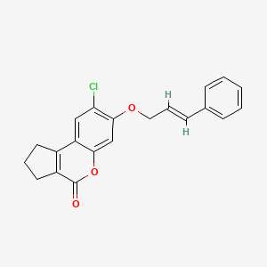 molecular formula C21H17ClO3 B11149083 8-chloro-7-{[(2E)-3-phenylprop-2-en-1-yl]oxy}-2,3-dihydrocyclopenta[c]chromen-4(1H)-one 