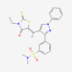 3-{4-[(Z)-(3-ethyl-4-oxo-2-thioxo-1,3-thiazolidin-5-ylidene)methyl]-1-phenyl-1H-pyrazol-3-yl}-N,N-dimethylbenzenesulfonamide