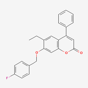 molecular formula C24H19FO3 B11149113 6-ethyl-7-[(4-fluorobenzyl)oxy]-4-phenyl-2H-chromen-2-one 