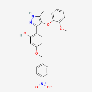 molecular formula C24H21N3O6 B11149122 2-[4-(2-methoxyphenoxy)-5-methyl-1H-pyrazol-3-yl]-5-[(4-nitrobenzyl)oxy]phenol 