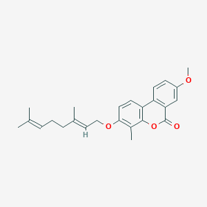 molecular formula C25H28O4 B11149144 3-{[(2E)-3,7-dimethyl-2,6-octadien-1-yl]oxy}-8-methoxy-4-methyl-6H-benzo[c]chromen-6-one 