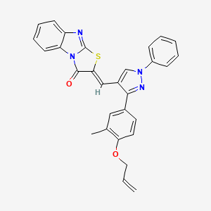 molecular formula C29H22N4O2S B11149161 2-((Z)-1-{3-[4-(allyloxy)-3-methylphenyl]-1-phenyl-1H-pyrazol-4-yl}methylidene)[1,3]thiazolo[3,2-a][1,3]benzimidazol-3-one 