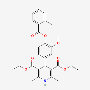 molecular formula C28H31NO7 B11149198 Diethyl 4-(3-methoxy-4-{[(2-methylphenyl)carbonyl]oxy}phenyl)-2,6-dimethyl-1,4-dihydropyridine-3,5-dicarboxylate 