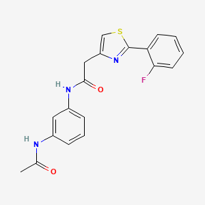 molecular formula C19H16FN3O2S B11149201 N-[3-(acetylamino)phenyl]-2-[2-(2-fluorophenyl)-1,3-thiazol-4-yl]acetamide 