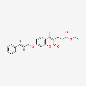 ethyl 3-(4,8-dimethyl-2-oxo-7-{[(2E)-3-phenyl-2-propen-1-yl]oxy}-2H-chromen-3-yl)propanoate