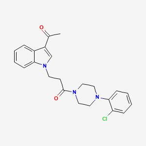 molecular formula C23H24ClN3O2 B11149246 3-(3-acetyl-1H-indol-1-yl)-1-[4-(2-chlorophenyl)piperazin-1-yl]propan-1-one 