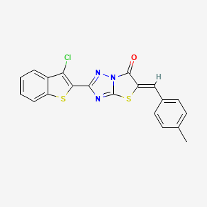 molecular formula C20H12ClN3OS2 B11149283 (5Z)-2-(3-chloro-1-benzothiophen-2-yl)-5-(4-methylbenzylidene)[1,3]thiazolo[3,2-b][1,2,4]triazol-6(5H)-one 