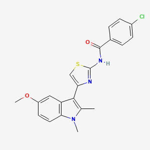 4-chloro-N-[4-(5-methoxy-1,2-dimethyl-1H-indol-3-yl)-1,3-thiazol-2-yl]benzamide