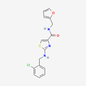 molecular formula C16H14ClN3O2S B11149319 2-[(2-chlorobenzyl)amino]-N-(2-furylmethyl)-1,3-thiazole-4-carboxamide 