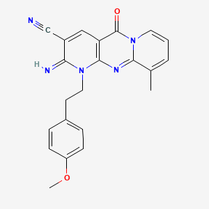 molecular formula C22H19N5O2 B11149332 6-imino-7-[2-(4-methoxyphenyl)ethyl]-11-methyl-2-oxo-1,7,9-triazatricyclo[8.4.0.03,8]tetradeca-3(8),4,9,11,13-pentaene-5-carbonitrile 