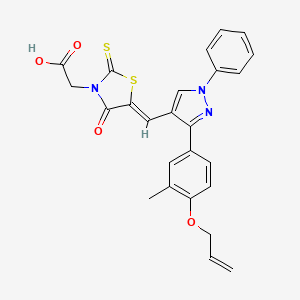 molecular formula C25H21N3O4S2 B11149358 [(5Z)-5-({3-[3-methyl-4-(prop-2-en-1-yloxy)phenyl]-1-phenyl-1H-pyrazol-4-yl}methylidene)-4-oxo-2-thioxo-1,3-thiazolidin-3-yl]acetic acid 