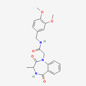 molecular formula C21H23N3O5 B11149360 N-(3,4-dimethoxybenzyl)-2-(3-methyl-2,5-dioxo-2,3,4,5-tetrahydro-1H-1,4-benzodiazepin-1-yl)acetamide 