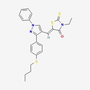 (5Z)-5-({3-[4-(butylsulfanyl)phenyl]-1-phenyl-1H-pyrazol-4-yl}methylidene)-3-ethyl-2-thioxo-1,3-thiazolidin-4-one