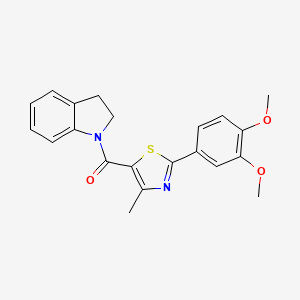 molecular formula C21H20N2O3S B11149395 2,3-dihydro-1H-indol-1-yl[2-(3,4-dimethoxyphenyl)-4-methyl-1,3-thiazol-5-yl]methanone 