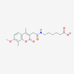 molecular formula C20H25NO6 B11149405 6-{[(7-methoxy-4,8-dimethyl-2-oxo-2H-chromen-3-yl)acetyl]amino}hexanoic acid 