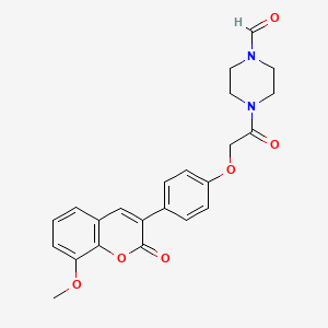 4-{[4-(8-methoxy-2-oxo-2H-chromen-3-yl)phenoxy]acetyl}-1-piperazinecarbaldehyde