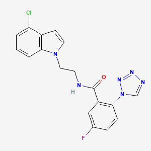 molecular formula C18H14ClFN6O B11149488 N-[2-(4-chloro-1H-indol-1-yl)ethyl]-5-fluoro-2-(1H-1,2,3,4-tetraazol-1-yl)benzamide 