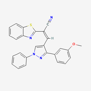 molecular formula C26H18N4OS B11149509 (2Z)-2-(1,3-benzothiazol-2-yl)-3-[3-(3-methoxyphenyl)-1-phenyl-1H-pyrazol-4-yl]prop-2-enenitrile 