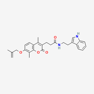 molecular formula C28H30N2O4 B11149511 3-{4,8-dimethyl-7-[(2-methyl-2-propen-1-yl)oxy]-2-oxo-2H-chromen-3-yl}-N-[2-(1H-indol-3-yl)ethyl]propanamide 