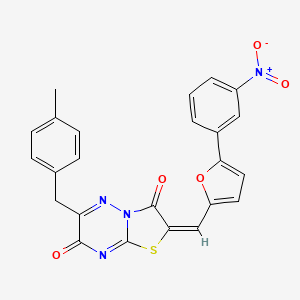 (2E)-6-(4-methylbenzyl)-2-{[5-(3-nitrophenyl)furan-2-yl]methylidene}-7H-[1,3]thiazolo[3,2-b][1,2,4]triazine-3,7(2H)-dione