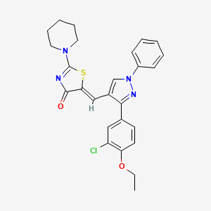 5-{(Z)-1-[3-(3-chloro-4-ethoxyphenyl)-1-phenyl-1H-pyrazol-4-yl]methylidene}-2-piperidino-1,3-thiazol-4-one