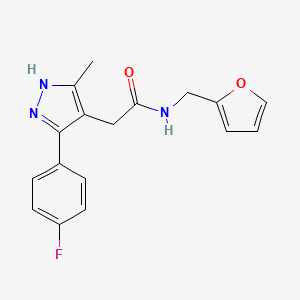 2-[5-(4-fluorophenyl)-3-methyl-1H-pyrazol-4-yl]-N-(furan-2-ylmethyl)acetamide