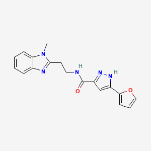 molecular formula C18H17N5O2 B11149558 5-(furan-2-yl)-N-[2-(1-methyl-1H-benzimidazol-2-yl)ethyl]-1H-pyrazole-3-carboxamide 