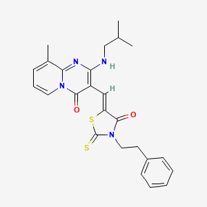 molecular formula C25H26N4O2S2 B11149565 5-{(Z)-1-[2-(isobutylamino)-9-methyl-4-oxo-4H-pyrido[1,2-a]pyrimidin-3-yl]methylidene}-3-phenethyl-2-thioxo-1,3-thiazolan-4-one 