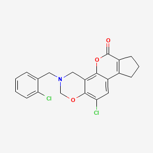 molecular formula C21H17Cl2NO3 B11149571 11-chloro-3-(2-chlorobenzyl)-3,4,8,9-tetrahydro-2H-cyclopenta[3,4]chromeno[8,7-e][1,3]oxazin-6(7H)-one 