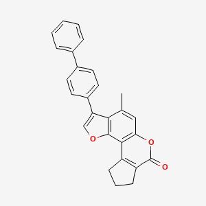 molecular formula C27H20O3 B11149582 3-(4-biphenylyl)-4-methyl-9,10-dihydrocyclopenta[c]furo[2,3-f]chromen-7(8H)-one 