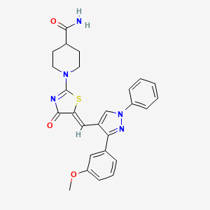 1-[(5Z)-5-{[3-(3-methoxyphenyl)-1-phenyl-1H-pyrazol-4-yl]methylidene}-4-oxo-4,5-dihydro-1,3-thiazol-2-yl]piperidine-4-carboxamide