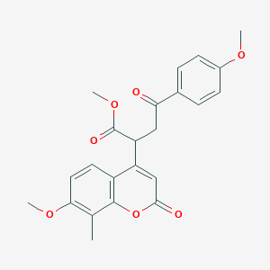 methyl 2-(7-methoxy-8-methyl-2-oxo-2H-chromen-4-yl)-4-(4-methoxyphenyl)-4-oxobutanoate