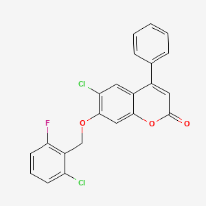 molecular formula C22H13Cl2FO3 B11149685 6-chloro-7-[(2-chloro-6-fluorobenzyl)oxy]-4-phenyl-2H-chromen-2-one 