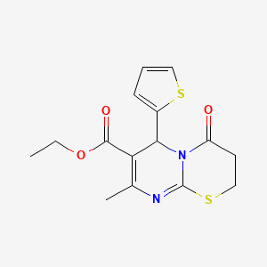 8-Methyl-4-oxo-6-thiophen-2-yl-3,4-dihydro-2H,6H-pyrimido[2,1-b][1,3]thiazine-7-carboxylic acid ethyl ester