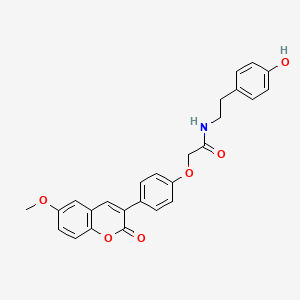 N-[2-(4-hydroxyphenyl)ethyl]-2-[4-(6-methoxy-2-oxo-2H-chromen-3-yl)phenoxy]acetamide