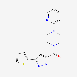 molecular formula C18H19N5OS B11149730 [1-methyl-3-(2-thienyl)-1H-pyrazol-5-yl][4-(2-pyridyl)piperazino]methanone 