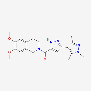 molecular formula C21H25N5O3 B11149764 (6,7-dimethoxy-3,4-dihydroisoquinolin-2(1H)-yl)(1',3',5'-trimethyl-1'H,2H-3,4'-bipyrazol-5-yl)methanone 