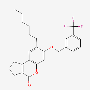 molecular formula C26H27F3O3 B11149787 8-hexyl-7-{[3-(trifluoromethyl)benzyl]oxy}-2,3-dihydrocyclopenta[c]chromen-4(1H)-one 