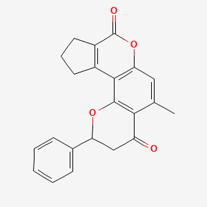 molecular formula C22H18O4 B11149796 5-methyl-2-phenyl-10,11-dihydro-2H-cyclopenta[c]pyrano[2,3-f]chromene-4,8(3H,9H)-dione 