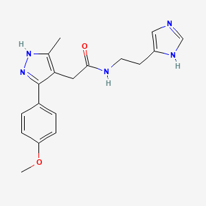 molecular formula C18H21N5O2 B11149801 N-[2-(1H-imidazol-4-yl)ethyl]-2-[5-(4-methoxyphenyl)-3-methyl-1H-pyrazol-4-yl]acetamide 