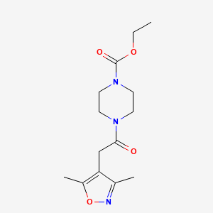 molecular formula C14H21N3O4 B11149819 Ethyl 4-(2-(3,5-dimethylisoxazol-4-yl)acetyl)piperazine-1-carboxylate 