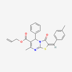 molecular formula C25H22N2O3S B11149824 allyl (2E)-7-methyl-2-(4-methylbenzylidene)-3-oxo-5-phenyl-2,3-dihydro-5H-[1,3]thiazolo[3,2-a]pyrimidine-6-carboxylate 