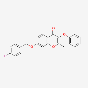 molecular formula C23H17FO4 B11149885 7-[(4-fluorobenzyl)oxy]-2-methyl-3-phenoxy-4H-chromen-4-one 