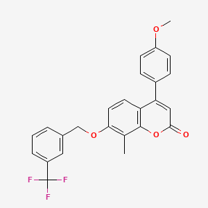 molecular formula C25H19F3O4 B11149926 4-(4-methoxyphenyl)-8-methyl-7-{[3-(trifluoromethyl)benzyl]oxy}-2H-chromen-2-one 