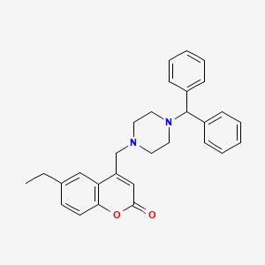 molecular formula C29H30N2O2 B11149943 4-[(4-benzhydrylpiperazino)methyl]-6-ethyl-2H-chromen-2-one 