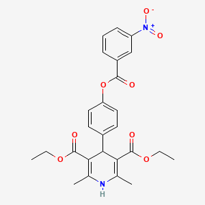 Diethyl 2,6-dimethyl-4-(4-{[(3-nitrophenyl)carbonyl]oxy}phenyl)-1,4-dihydropyridine-3,5-dicarboxylate