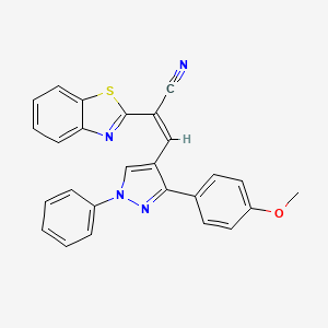 molecular formula C26H18N4OS B11149956 (2Z)-2-(1,3-benzothiazol-2-yl)-3-[3-(4-methoxyphenyl)-1-phenyl-1H-pyrazol-4-yl]prop-2-enenitrile 